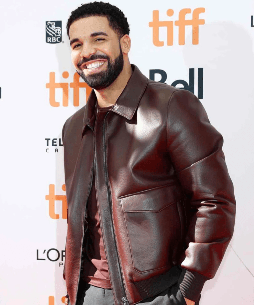 Drake-Maroon-Bomber-Leather-Jackets