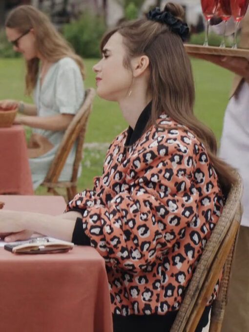 Emily In Paris S03 Lily Collins Orange Bomber Jacket 2022