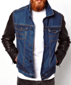 Mens-Denim-Jacket-with-Leather-Sleeves
