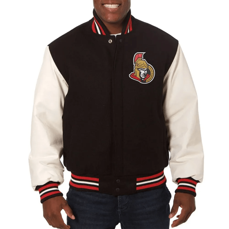 Ottawa Senators Black And White Varsity Jacket| Universal Jacket