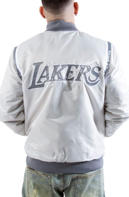 Starter-Lakers-Grey-Satin-Jacket