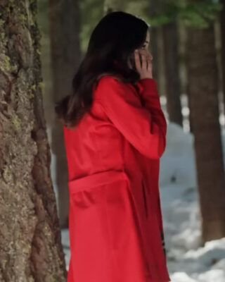 The Christmas Retreat 2022 Rhiannon Fish Red Wrap Coat