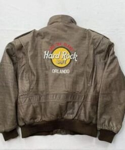 Hard-Rock-Cafe-Orlando-Brown-Leather-Bomber-Jacket.