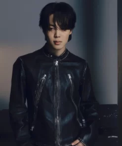 Jimin FACE Biker Leather Jacket