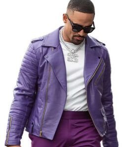 Philadelphia Eagles Jalen Hurts Purple Leather Jacket 2023