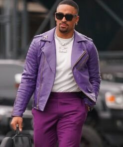 Philadelphia Eagles Jalen Hurts Purple Leather Jacket