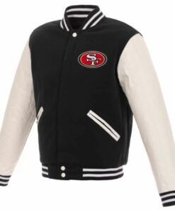 San-Francisco-49ers-Black-And-White-Varsity-Jacket-