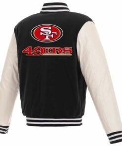 San-Francisco-49ers-Black-And-White-Varsity-Jacket
