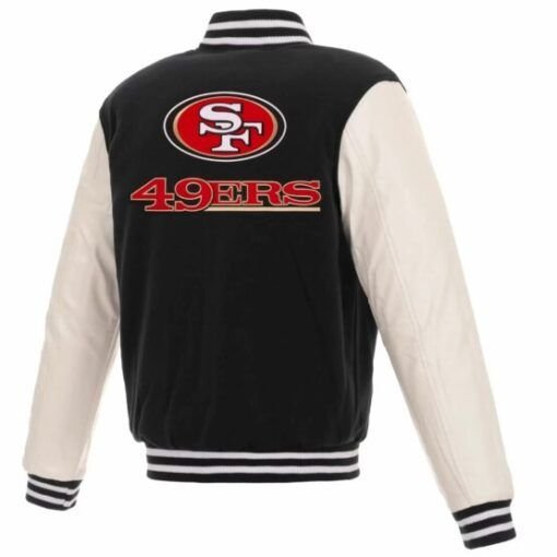 San-Francisco-49ers-Black-And-White-Varsity-Jacket