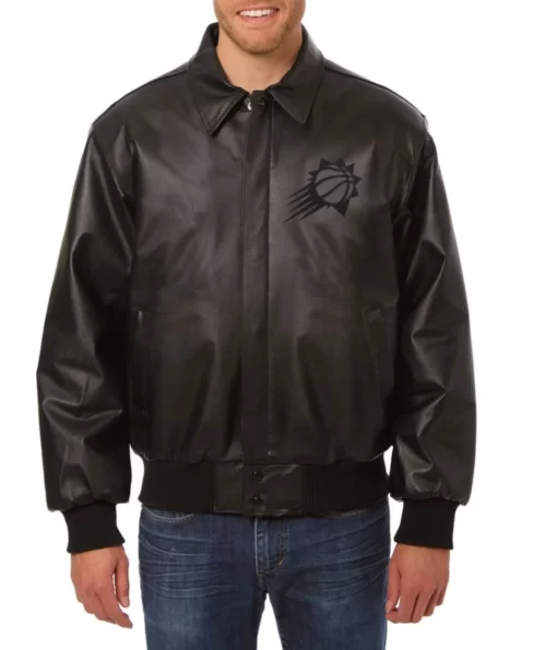 Shirt Collar Phoenix Suns Black Leather Jacket 2023