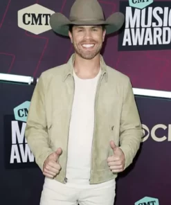 American-Singer-Dustin-Lynch-CMT-Music-Awards-Suede-Leather-Jacket