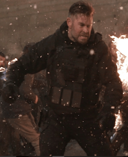 Chris Hemsworth Extraction 2 Black Hooded Jacket.