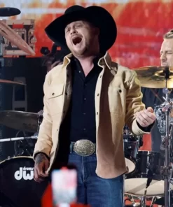 Cody-Johnson-American-Singer-CMT-Awards-2023-Brown-Suede-Leather-Jacket