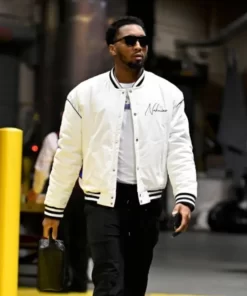 Donovan Mitchell White Bomber Jacket 2023