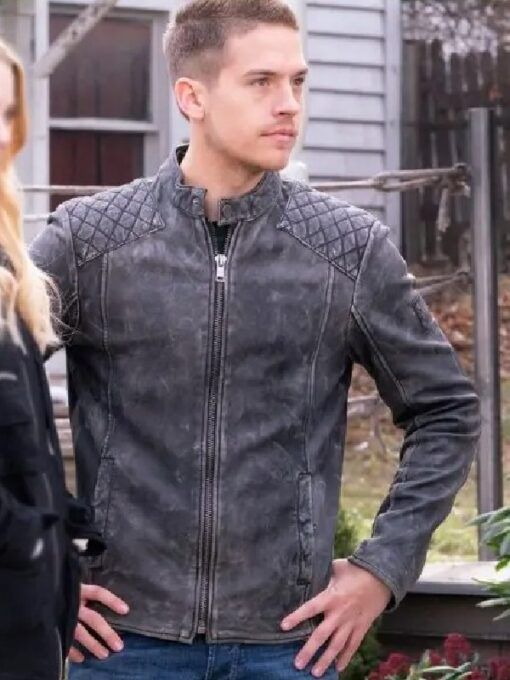 Dylan Sprouse Beautifull Disaster 2023 Travis Maddox Black Quilted Leather Jacket.