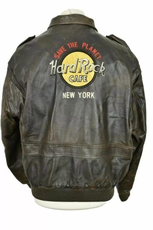 Hard-Rock-Cafe-New-York-Brown-Leather-Bomber-Jacket.
