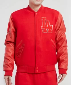 Los Angeles Dodgers Classic Red Wool Varsity Jacket.