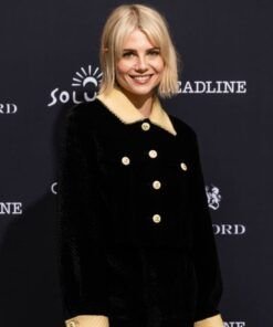 Lucy Boynton Chevalier 2023 Velvet black Coat