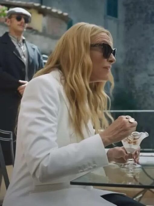 Mafia Mamma 2023 Toni Collette White Blazer