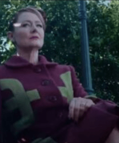 Miranda Otto The Portable Door 2023 Countess Judy Purple Coat.