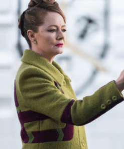 Miranda Otto The Portable Door 2023 Green Trench Coat.