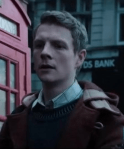 Patrick Gibson The Portable Door 2023 Brown Coat.