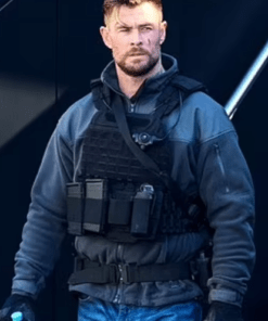 Tyler Rake Extraction 2 Chris Hemsworth Grey Jacket.