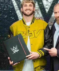 WWE-2023-Logan-Paul-Yellow-Varsity-Jacket