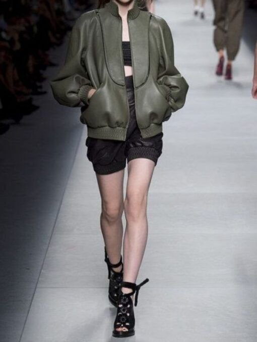 Women-Olive-Green-Leather-Jackets