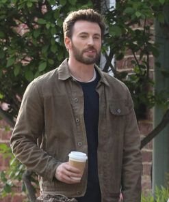 ghosted-2023-film-chris-evan-brown-cotton-jacket