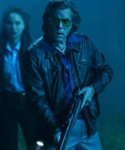 Cocaine Bear 2023 Alden Ehrenreich Black Leather Jacket