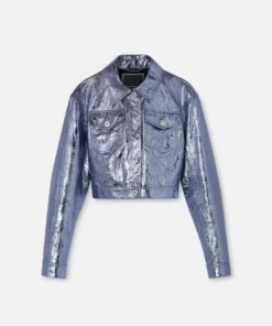 Dua Lipa Barbie Metallic Leather Jacket