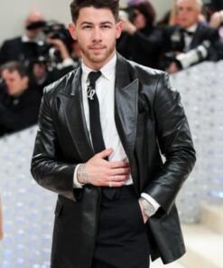 Nick Jonas Met Gala 2023 Leather Black Blazer