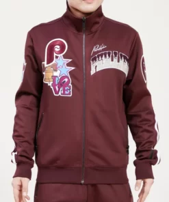 Philadelphia Phillies Retro Home Town Dk Track Maroon Jacket