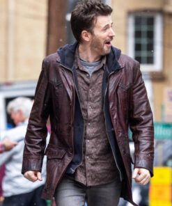 Red One Movie 2023 Chris Evans Brown Leather Coat