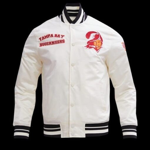 Tampa Bay Buccaneers Retro Classic Rib White Satin Jacket