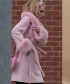 Ted Lasso S03 Juno Temple Pink Fur Cuff Coat 2023