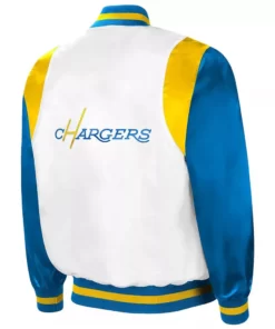 The All-american La Chargers Blue Satin Varsity Jacket.