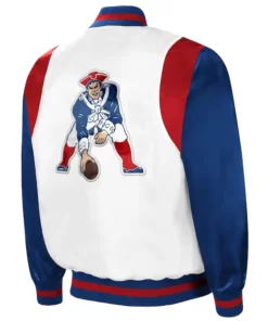 The All-american New England Patriots Satin Varsity Jacket.