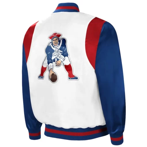 The All-american New England Patriots Satin Varsity Jacket.