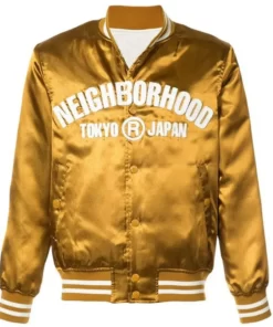 Tokyo Japan Neighborhood Bomber Golden Satin Jacket