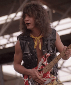 eddie van halen black leather vest