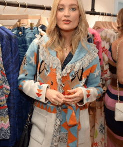 laura whitmore fringed multicolor cardigan