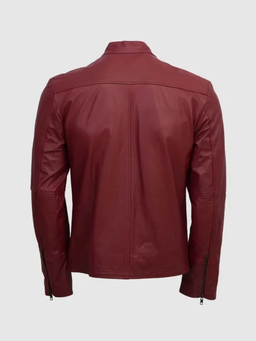 Maroon Leather Belted Jacket