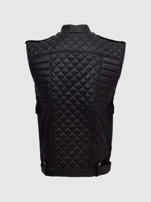 Black Leather Motorcycle Vest