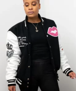 Adorable-Woman-Black-Varsity-Jacket-510x619