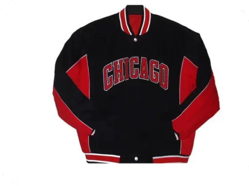 Chicago Bulls Twill Varsity Black & Red Jacket
