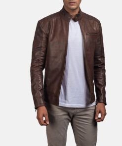 Dean Brown Leather Biker Jacket