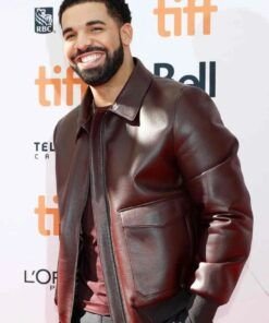 Drake Film Festival Maroon Leather Jacket 2023