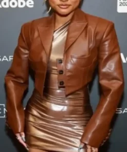 Karrueche Tran Divinity 2023 Brown Leather Jacket